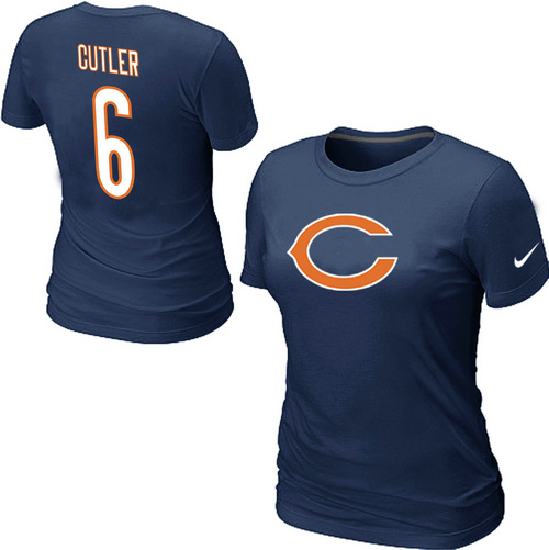 Nike Chicago Bears #6 Jay Cutler Name & Number Women's NFL T-Shirt - Blue